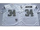 Oakland Raiders #34 Bo Jackson White with Silver Number Throwback Football Jerseys