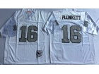 Oakland Raiders #16 Jim Plunkett White with Silver Number Throwback Football Jerseys