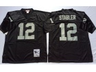 Oakland Raiders #12 Ken Stabler Black Throwback Football Jerseys