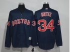 Boston Red Sox #34 David Ortiz Navy Blue Long Sleeve Baseball Jersey