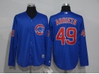 Chicago Cubs #49 Jake Arrieta Blue Long Sleeve Baseball Jersey