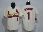 St. Louis Cardinals #1 Ozzie Smith Cream Throwback Jerseys