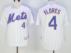 New York Mets #4 Wilmer Flores White Pinstrip Cool Base Jersey