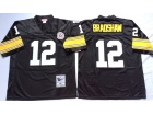 Pittsburgh Steelers #12 Terry Bradshaw Black Throwback Football Jerseys