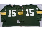 Green Bay Packers #15 Bart Starr Green Throwback Long Sleeve Football Jerseys