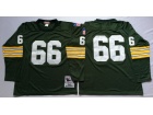 Green Bay Packers #66 Ray Nitschke Green Throwback Long Sleeve Football Jerseys