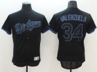 Los Angeles Dodgers #34 Fernando Valenzuela Black Lights Out Jersey