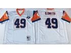 Danver Broncos #49 Dennis Smith White Throwback Football Jerseys