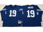 Indianapolis Colts #19 Johnny Unitas Blue Long Sleeve Throwback Football Jerseys