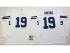 Indianapolis Colts #19 Johnny Unitas White Long Sleeve Throwback Football Jerseys