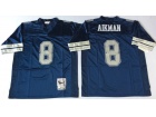 Dallas Cowboys #8 Troy Aikman Navy Blue Throwback Football Jerseys