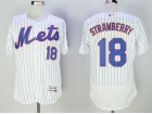 New York Mets #18 Darryl Strawberry White Strips Flexbase Jersey