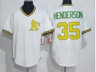 Oakland Athletics #35 Rickey Henderson White Throwback Jersey