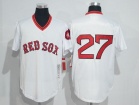 Boston Red Sox #27 Carlton Fisk White Pullover Throwback Jersey