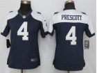 Women Dallas Cowboys #4 Dak Prescott Blue Thanksgiving Limited Football Jersey