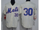 New York Mets #30 Nolan Ryan Cream Cream Strips Throwback Jersey