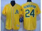 Oakland Athletics #24 Rickey Henderson Green Old Style Flexbase Jersey