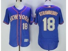 New York Mets #18 Darryl Strawberry Blue Grey Number Flexbase Jerseys