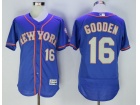 New York Mets #16 Dwight Gooden Blue Grey Number Flexbase Jerseys