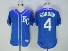 Kansas City Royals #4 Alex Gordon Blue KC 2016 Flexbase Jerseys