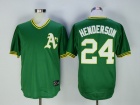 Oakland Athletics #24 Rickey Henderson Green Throwback Jerseys