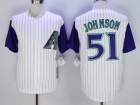 Arizona Diamondbacks #51 Randy Johnson White/Purple Strips Throwback Jerseys