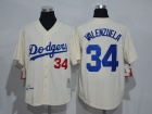 Los Angeles Dodgers #34 Fernando Valenzuela Cream Throwback Baseball Jerseys