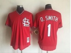 St. Louis Cardinals #1 Ozzie Smith Red Throwback Jerseys