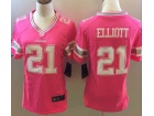 Dallas Cowboys # 21 Ezekiel Elliott Pink Lover Women Jersey