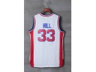 Detroit Pistons #33 Hill White Throwback Jerseys