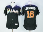 Miami Marlins #16 Jose Fernandez Black Flex Base Jerseys