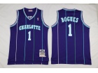 New Orleans Hornets #1 Muggsy Bogues Purple Hardwood Classic Throwback Jerseys