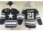 Dallas Cowboys # 21 Ezekiel Elliott Blue Football Hoodie