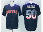 Boston Red Sox #50 Mookie Betts Blue USA Flag Fashion Baseball Jersey