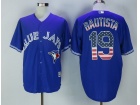 Toronto Blue Jays #19 Jose Bautista Blue USA Flag Fashion Baseball Jersey