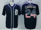 Detroit Tigers #24 Miguel Cabrera Blue USA Flag Fashion Baseball Jersey