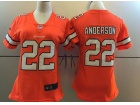 Denver Broncos #22 C.J. Anderson Orange Color Rush Women Jersey