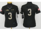 Women Seattle Seahawks #3 Russell Wilson Anthracite Salute to Service Jersey