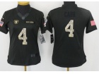 Women Oakland Raiders #4 Derek Carr Anthracite Salute to Service Jersey