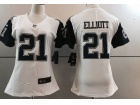 Women Dallas Cowboys # 21 Ezekiel Elliott White Color Rush Jersey