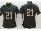 Women Dallas Cowboys #21 Ezekiel Elliott Green Salute to Service Limited Football Jersey