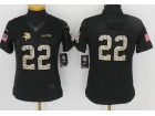 Women Minnesota Vikings #22 Harrison Smith Anthracite Salute to Service Jersey