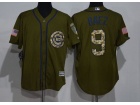 Chicago Cubs #9 Javier Baez Green Salute to Service Jersey