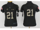 Women Dallas Cowboys #21 Ezekiel Elliott Anthracite Salute to Service Limited Football Jersey