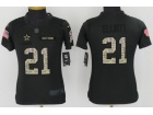 Youth Dallas Cowboys #21 Ezekiel Elliott Anthracite Salute to Service Jersey