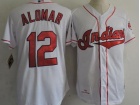 Cleveland Indians #12 Roberto Alomar White Throwback Jerseys