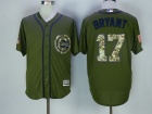 Chicago Cubs #17 Kris Bryant Green Salute to Service Cool Base Jersey