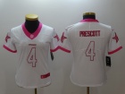 Womens Dallas Cowboys #4 Dak Prescott White/Pink Color Rush Limited Jersey