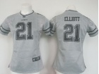 Dallas Cowboys #21 Ezekiel Elliott Grey Gridiron Women Jersey