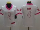 Oakland Raiders #4 Derek Carr White/Pink Color Rush Limited Women Jersey